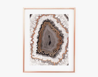 Gray Crystal Agate Copper Art Print - Instant Digital Download