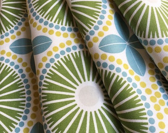 Green Drapes- Rod Curtains- Scandinavian Drapes- Green and White- Retro Drapes- Cotton Drapes- Window Drapes- Modern Drapes- Drapery- Lined