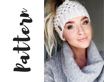 Messy Bun Beanie Crochet PATTERN, Crochet Messy Bun Beanie Pattern, Beanie Crochet Pattern, Messy Bun Beanie Pattern, DIGITAL DOWNLOAD