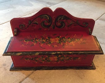 Vintage Folk Art Hand Painted Box