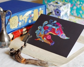 Horse Greeting Card, Horse Art Card, Horse Totem Art, Colourful Horse Card, Equine art, Blank Horse Card, Horse Spirit Guide Art