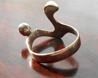 Modernist 925 Silver Ring, Mid Century Design, with Maker's Mark