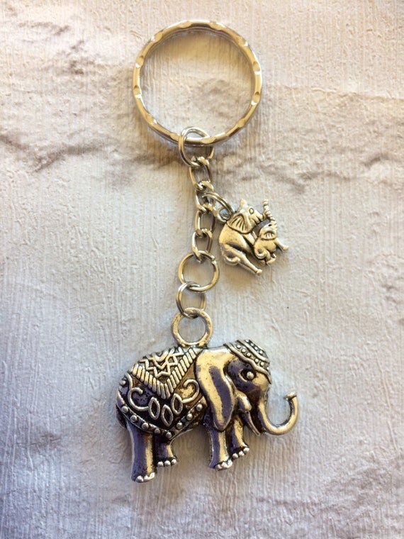Silver Elephant Keyring Key Rings Elephant Lucky by peppiandboo