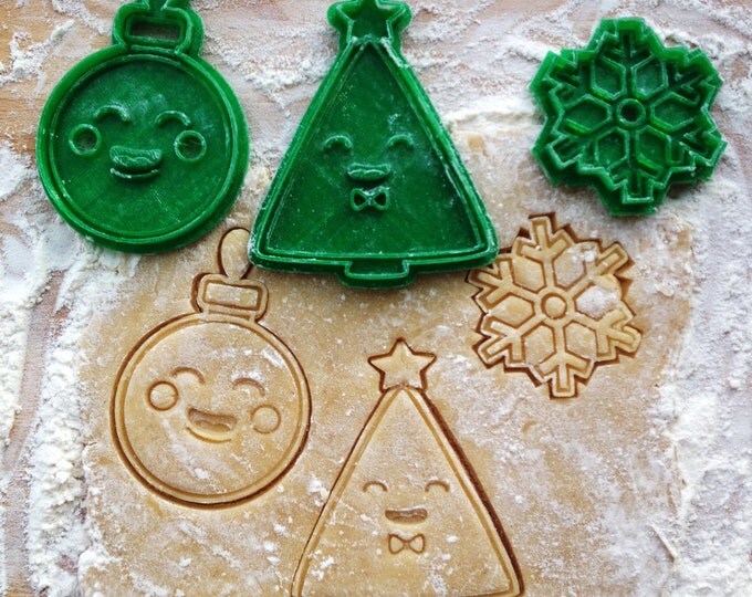 Snowflake cookie cutter. Christmas tree cookie cutter. Ornament cookie cutter. Christmas cookie cutters set of 3