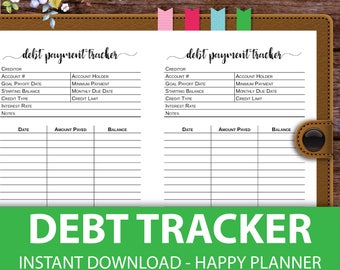 Debt Tracker, Debt Snowball, Debt Free, Classic Happy Planner Template, Big Happy Planner Printable Pages, Big Classic Mini Happy Planner