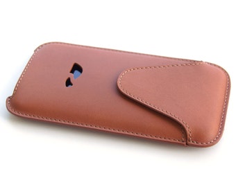 iPhone 7 Leather Pouch - iPhone 7 Sleeve case - iPhone 7 Slim Case - Leather case iPhone 7 - Natural Leather - TAN (LIGHT BROWN)