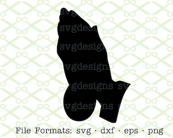 Praying Hands SVG, Dxf, Eps & Png. Digital Cut Files for Cricut, Silhouette; Religious Svg, Christian Svg, Praying Hands Silhouette, Easter