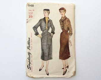 FF B36 1950s Suit Skirt and Jacket Sewing Pattern : Simplicity 8488