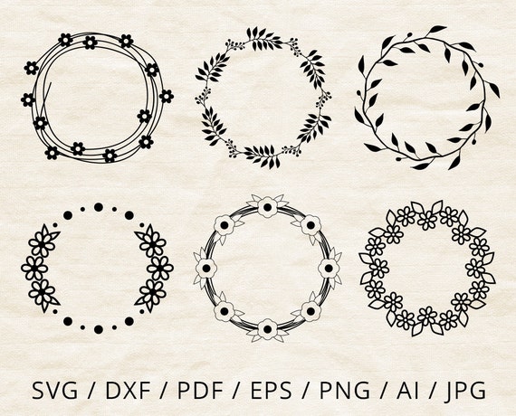 Floral monograms svg round frames for Cricut Flower Circle