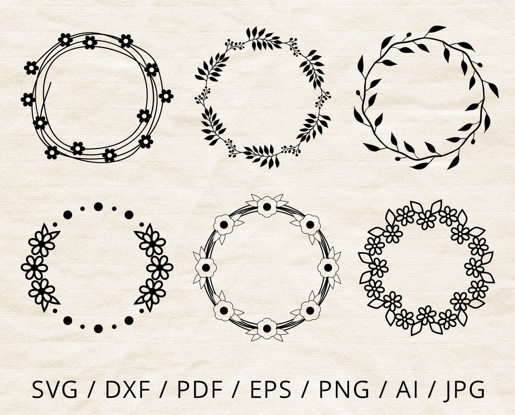 Floral monograms svg round frames for Cricut Flower Circle border ...