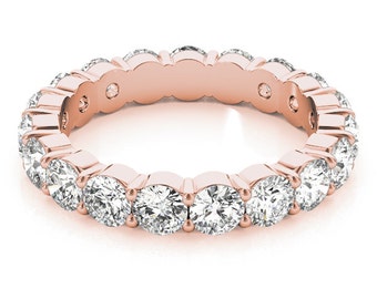 Rose Gold Eternity Band, Diamond Eternity Band in 14k Rose Gold, Rose Gold Eternity Ring, Shared Prong Eternity Ring in 14k Rose Gold