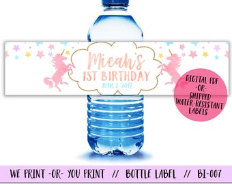 Unicorn Water Bottle Labels, Unicorn Birthday Water Bottle Labels, Unicorn Party Water Bottle Labels, Magical Birthday Water Bottle Label