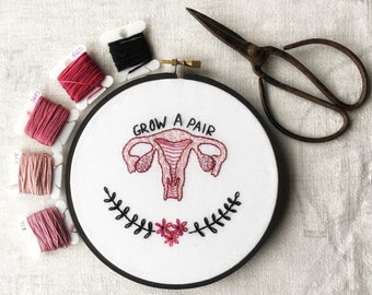 Feminist embroidery art, Ovaries, Smash the patriarchy, Wall decor, Feminist gift ideas, Modern embroidery, Girl power, Cool cross stitch