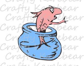 Fish from Cat In The Hat SVG and DXF Digital File