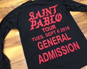 Saint Pablo Tour Long Sleeve T-Shirt, Kanye West Long Sleeve T-Shirt (Red-Print)