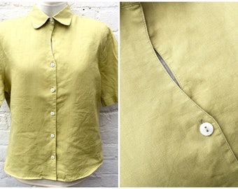 Linen shirt, vintage top, women's summer fashion