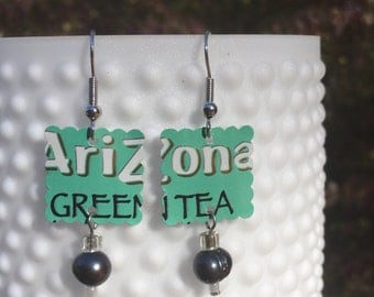 Recycled Soda Pop Can Arizona Green Tea Earrings