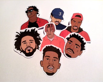 Rapper PAPER Sticker Pack / Hip Hop Sticker Pack - Chance The Rapper, Desiigner, Travis Scott, J.Cole, Lil Yachty, Kodak Black & Big Sean