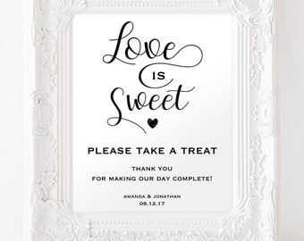 Love is Sweet Sign - Reception Sign - Take a Treat Sign - Wedding Sign Printable - Dessert Table Sign - Downloadable wedding #WDH0234