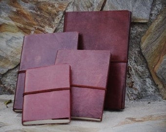 Leather Travel Journal – Handmade Bound Notebook – Leather Travel Sketchbook - Refillable Journal