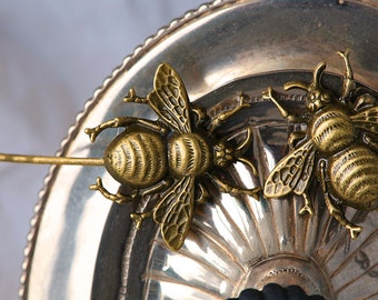 Bee Hair Pins Bobby Pins Pair - UK Shipping Included