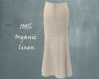 organic linen A-line maxi skirt, biological certified linen maxi skirt, long linen skirt, sustainable clothing, fair trade, fair fashion