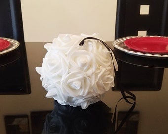 7" Kissing Ball, Flower Ball Pomander, Flower Ball Centerpiece, Wedding Flower Ball, Foam Flower Ball, Silk Flower Ball, Wedding Pomander
