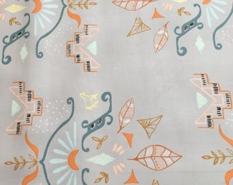 Arizona Fabric, grey blue, orange fabric