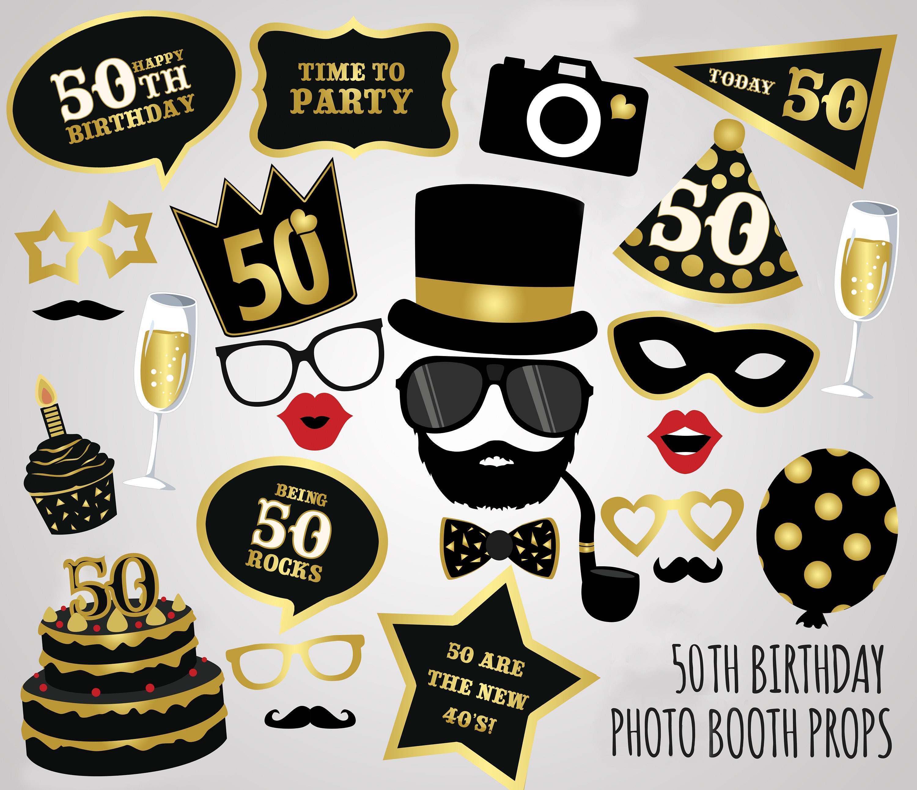 Free Printable 50th Birthday Photo Booth Props Printable Templates