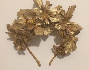 Gold Leather Flower Crown