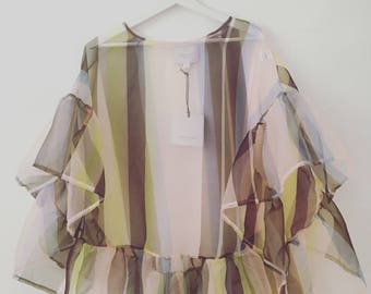 Cape in organza, soft colors, handmade, CHIARA LUPPI designer