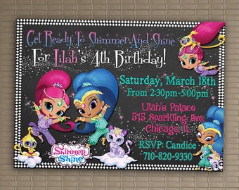 Shimmer And Shine Invitation, You Print Invitation, Shimmer And Shimer Birthday, Shimmer And Shine Birthday Party Invitation
