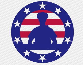Usa circle tin blue line police svg Clipart Cut Files Silhouette Cameo for Cricut and Vinyl File cutting Digital cuts file DXF Png Pdf Eps