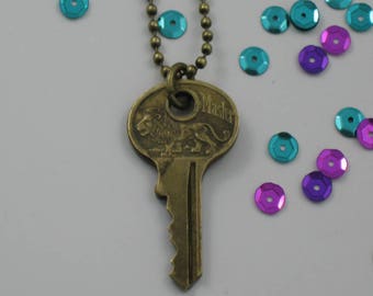Vintage Lion Key Necklace