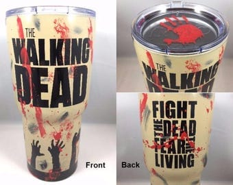The Walking Dead Custom Powder Coated RTIC Tumbler,The Walking Dead Yeti Rambler,Custom 30oz RTIC Tumbler,The Walking Dead Powder Coated Cup