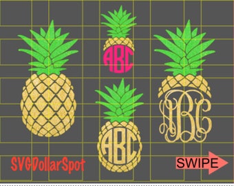 Pineapple Monogram SVG - Pineapple SVG -Minnie - SVG File - Silhouette Studio File