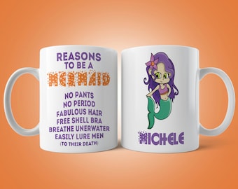 Personalised Reasons To Be A Mermaid Mug, Mermaid Gift (M053)