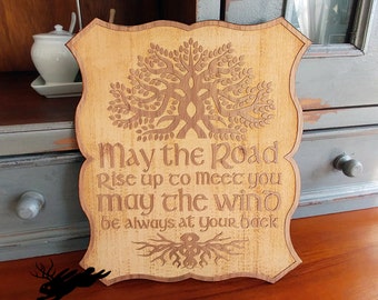 Irish Blessing Sign, Engraved Wood Sign, May The Road Rise to Meet You Sign, Dimensional Wood Sign, Housewarming Sign, Engagement Gift