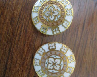 2 little antique enamel button 14 mm PARIS french