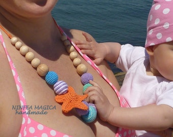 Necklace from breast feeding, teething and babywearing with star, Nursing necklace, Breastfeeding Babywearing necklace