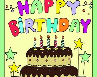 Items similar to Happy Birthday Rabbit Cake Card on Etsy