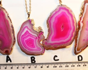 Geode Necklace // Agate Necklace // Select Color // Druzy Necklace // Druzy Jewelry // Agate Slice Gold Plated Chain Included!