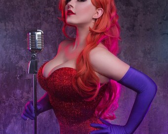 Jessica Rabbit red dress cosplay costume and wig ready made to order!