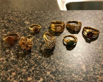 8 Assorted Costume Jewelry Rings