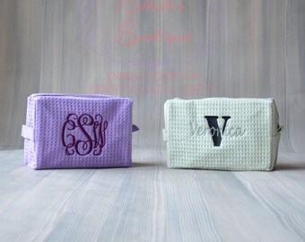 Personalized Makeup Bag, 8 Colors Personalized Cosmetic Bag,Embroidered Cosmetic Bag, Bridesmaid, Bride, Flower Girl, Jr. Bridesmaid Gift