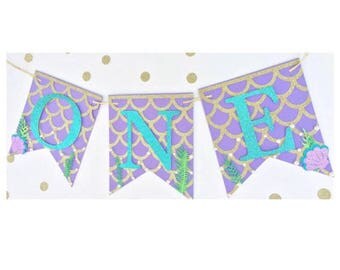 Mermaid Birthday Banner, Mermaid Banner, Mermaid Birthday Party, Mermaid Birthday, Mermaid Decor, First Birthday Banner, High Chair Banner
