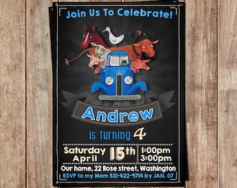 Little Blue Truck Invitation - Little Blue Truck Birthday - Little Blue Truck Party- Blue Truck Card Printables- Blue Truck Printable Invite