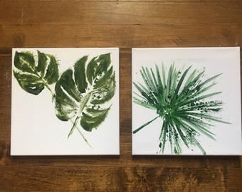 Set of two / Tropical foliage painting series