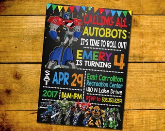 Transformer Birthday Invitation -Transformer Birthday Party Invitation -Transformer Printable Digital File-Transformer Invitation