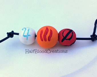 Personalized Camp Half-Blood Necklace | 3 Beads | By Request Only | Hand Painted Wooden Beads | Sample Picture |